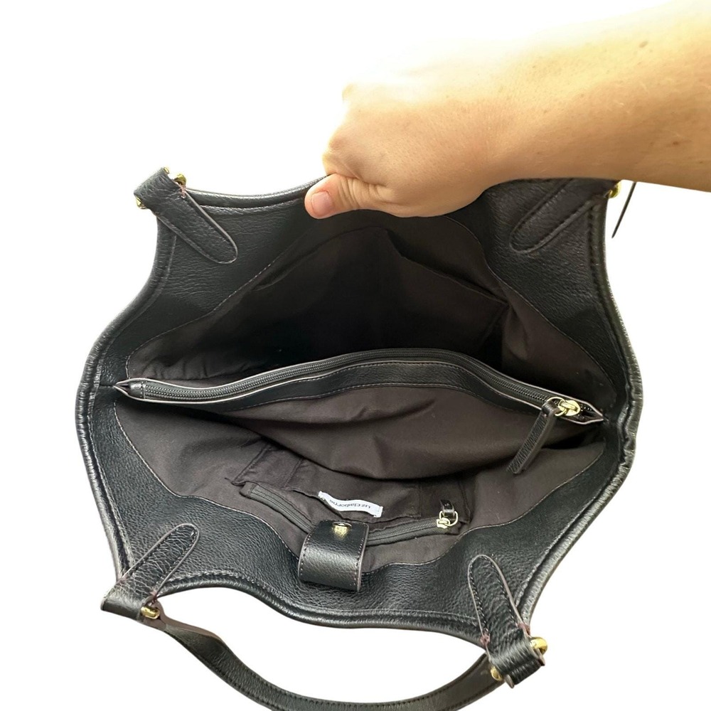 Y2K 90s Vintage Liz Claiborne Black Leather Shoulder Bag Womens Purse - Picture 4 of 6